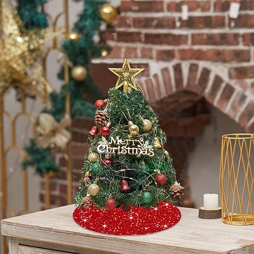 Miniatura 106 de Falda de árbol de Navidad, falda de árbol de lentejuelas rosadas, falda de árbol de terciopelo de 36 pulgadas de diámetro, faldas redondas de árbol