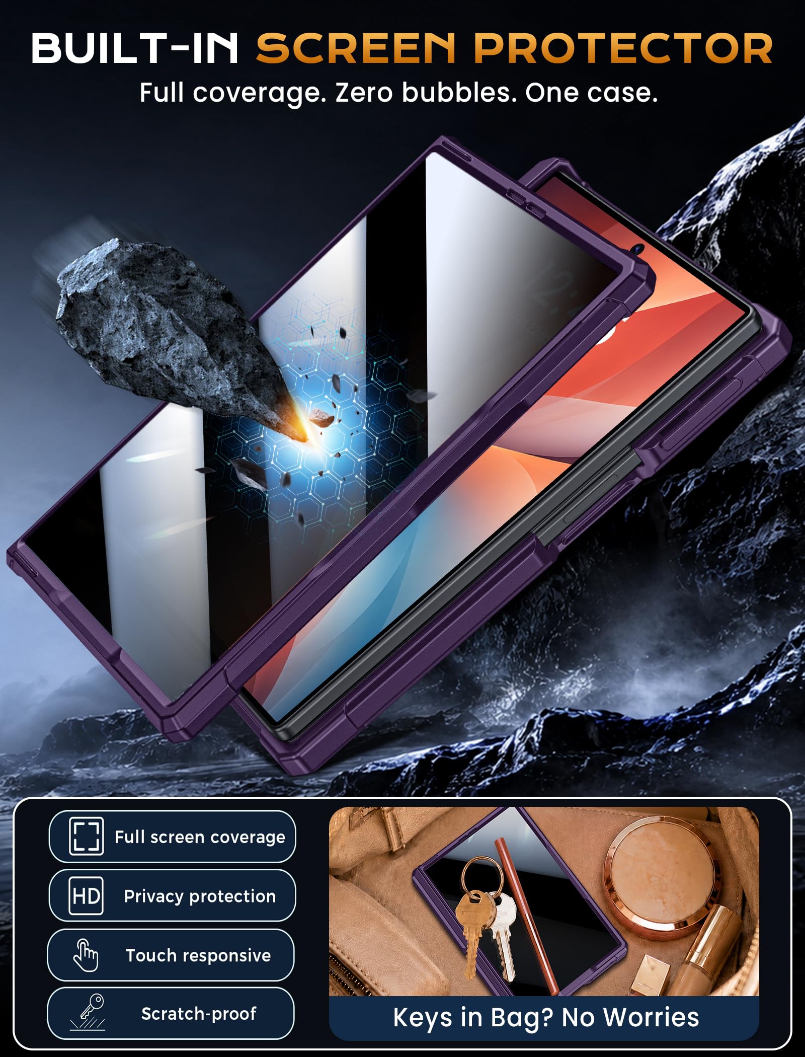 Custodia protettiva per Samsung Galaxy Z Fold 8 5G 2026, compatibile con MagSafe, protezione per lo schermo della privacy, protezione completa della cerniera, cavalletto a doppio angolo