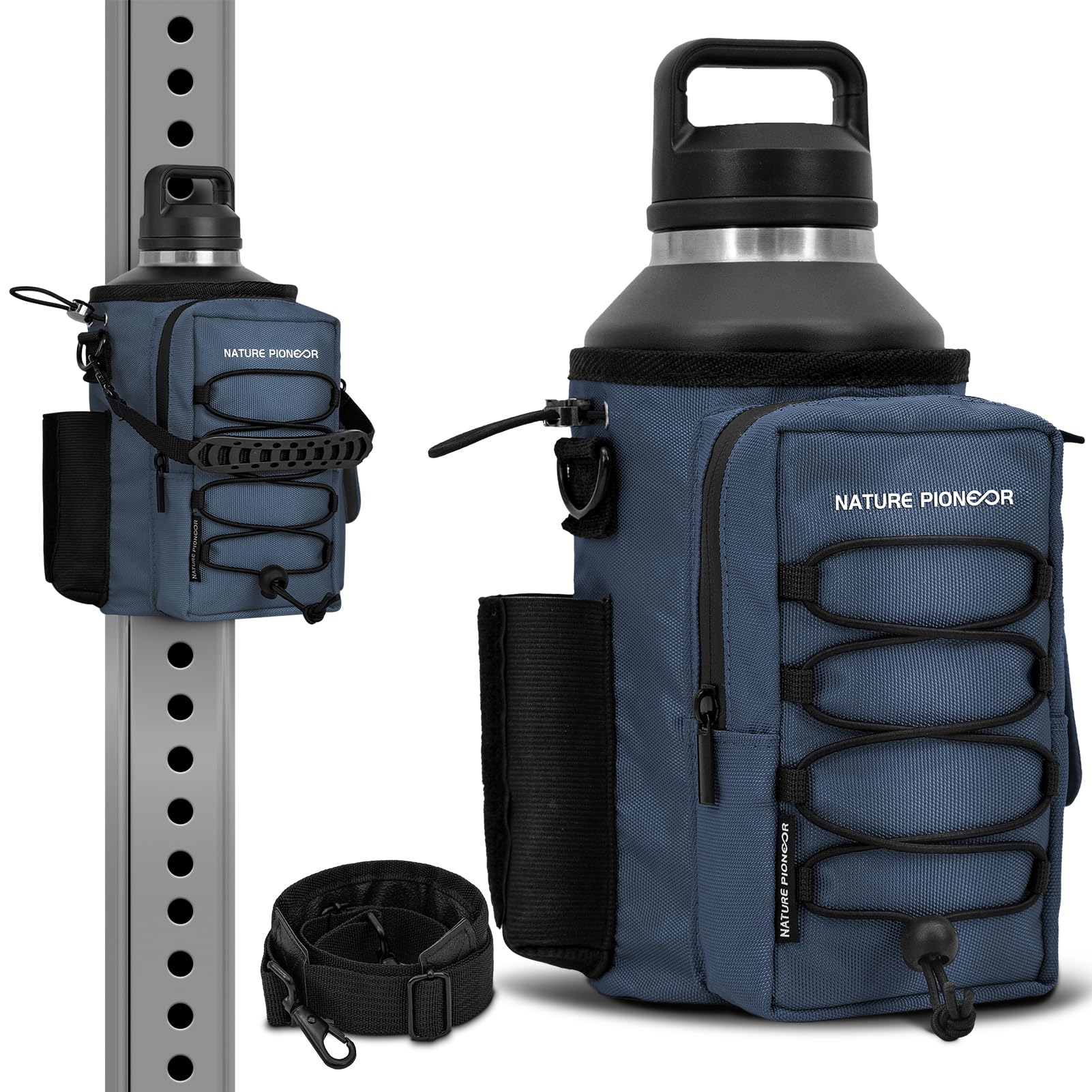 NATURE PIONEOR Magnetischer Turnbeutel für Damen und Herren – Magnet-Wasserflaschenhalter, Tragetasche, Schultertrage mit Schultergurt, Fitness-Zubehörtasche, Handytaschen für Sport, Wandern, Reisen