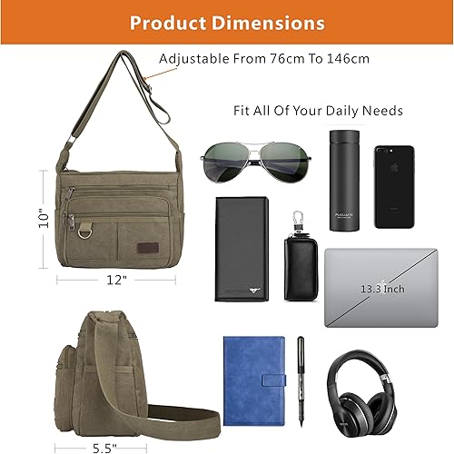 Miniatura 6 de Rfid - Bolsa bandolera con soportes para botellas de agua, bolsa de hombro para laptop de 13 pulgadas, bolso bandolera con cartera integrada