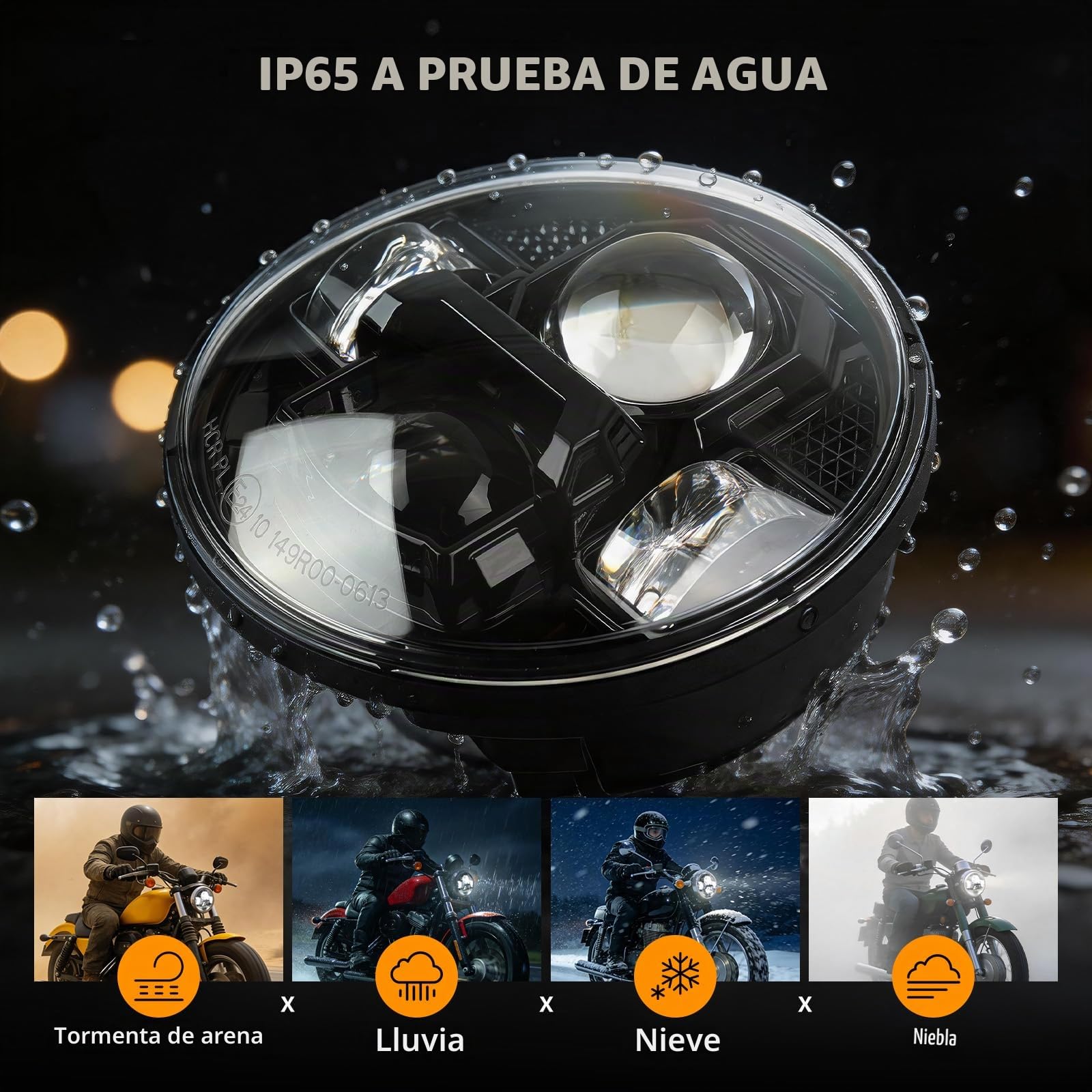 DREAMIZER 5,75 Pulgadas Faro Delantero Redondo de para Motocicleta Homologado con luz de Cruce Carretera, Compatible con Harley Dyna Sportster Iron 883 Indian Scout Triumph.