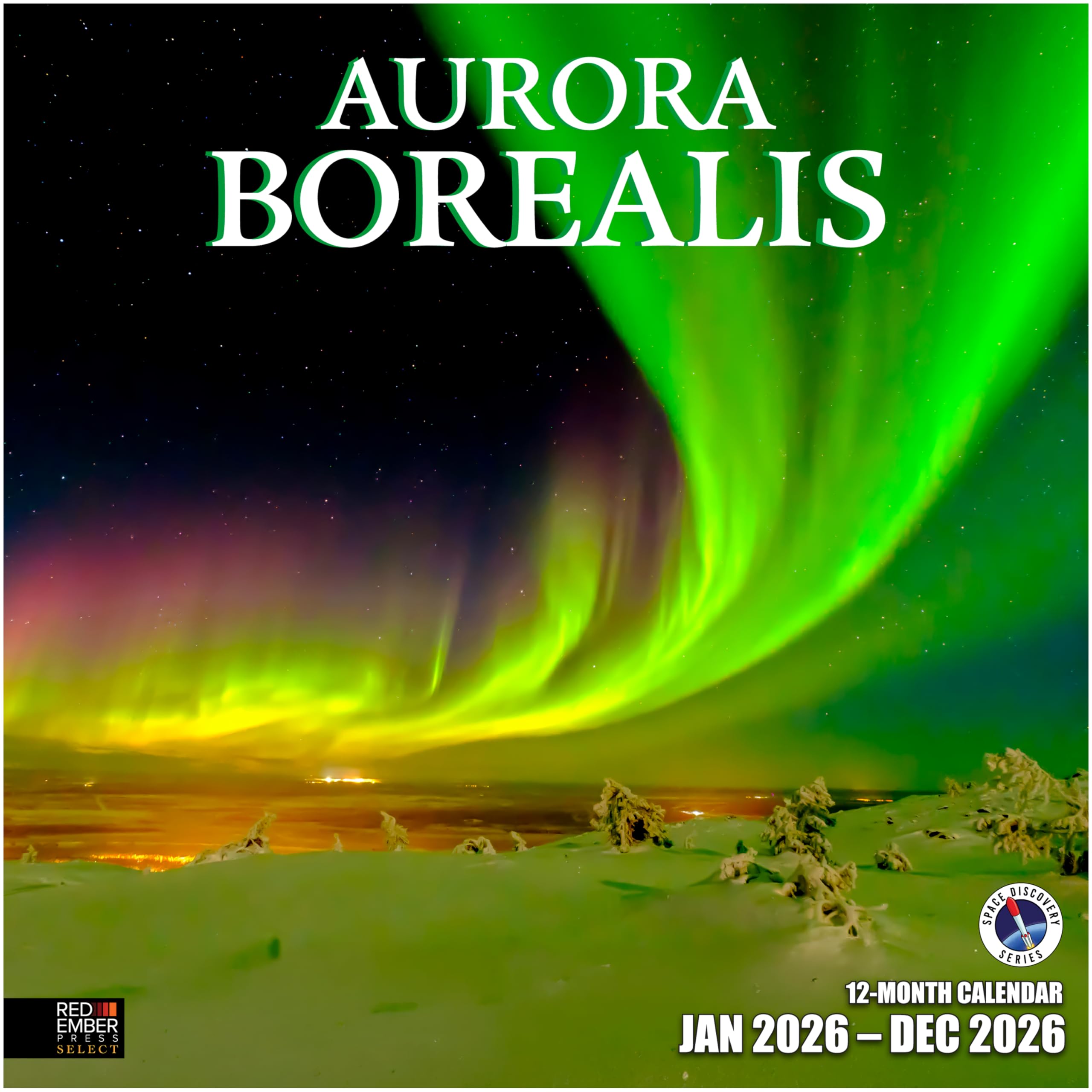 RED EMBER Select - Aurora Borealis 2026 Wall Calendar 12 Month | 12" x 24" Open | Thick &amp; Sturdy Paper | Giftable | Northern Lights Space Calendar 2026