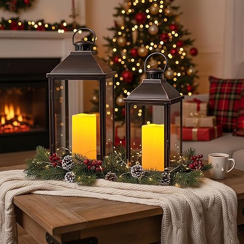 Miniatura 4 de Amagic Paquete de 2 velas eléctricas de plástico sin llama de 8 x 4 pulgadas para exteriores con control remoto y temporizador, velas falsas de