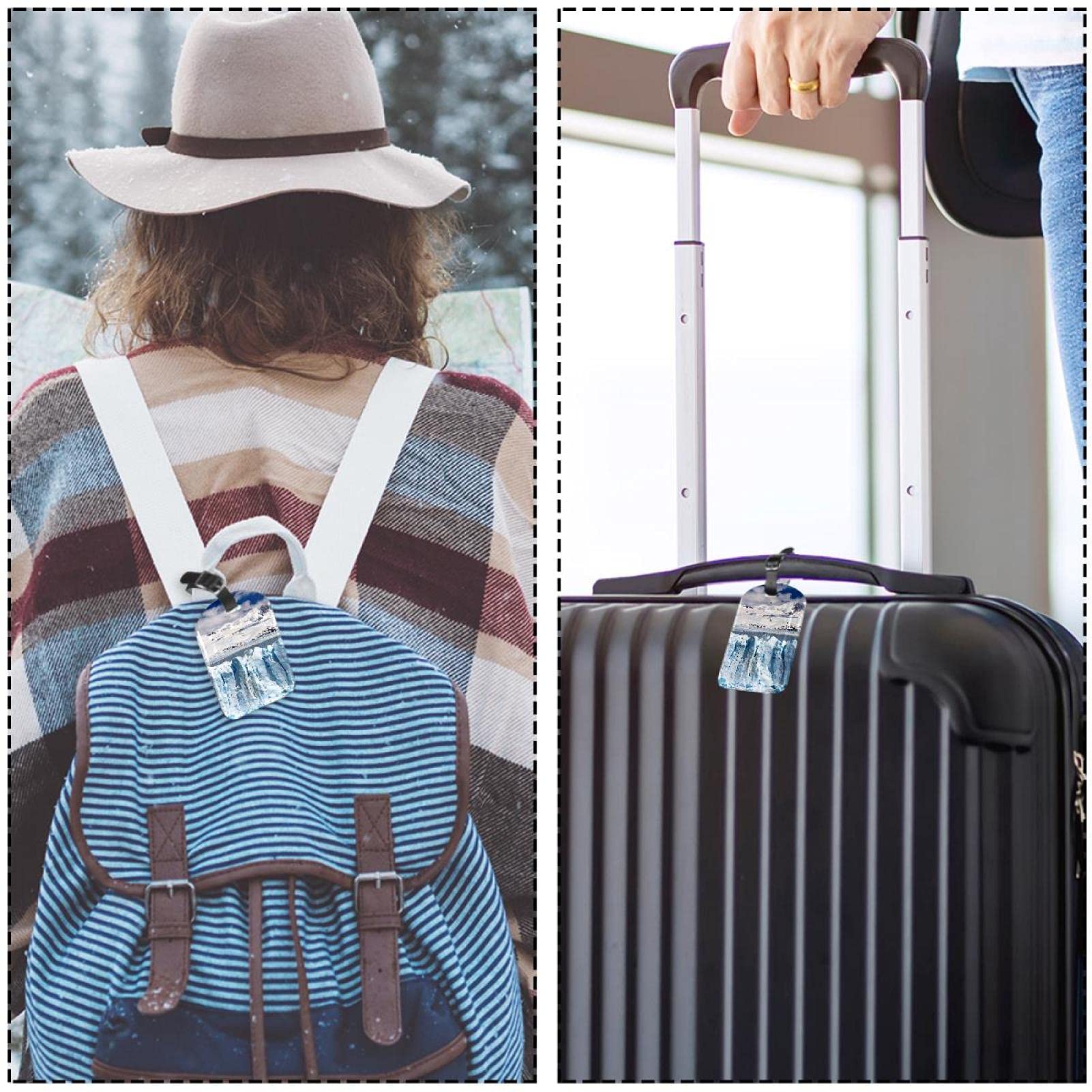 Étiquettes De Bagage Vintage Montagne – Cuir Synthétique, œillet Acier, Protection Vie Privée
