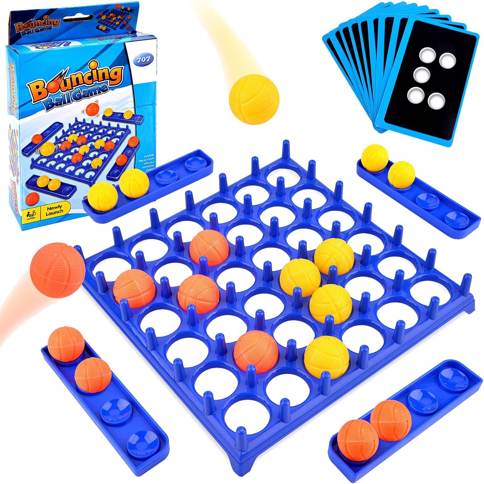 Bounce Party Game,Connect 4 Family Board Game, Ping Pong Bounce Jumping Ball Game, Table Top Game Bounce Off Party Game, Christmas Games for Families Kids Adult (B)