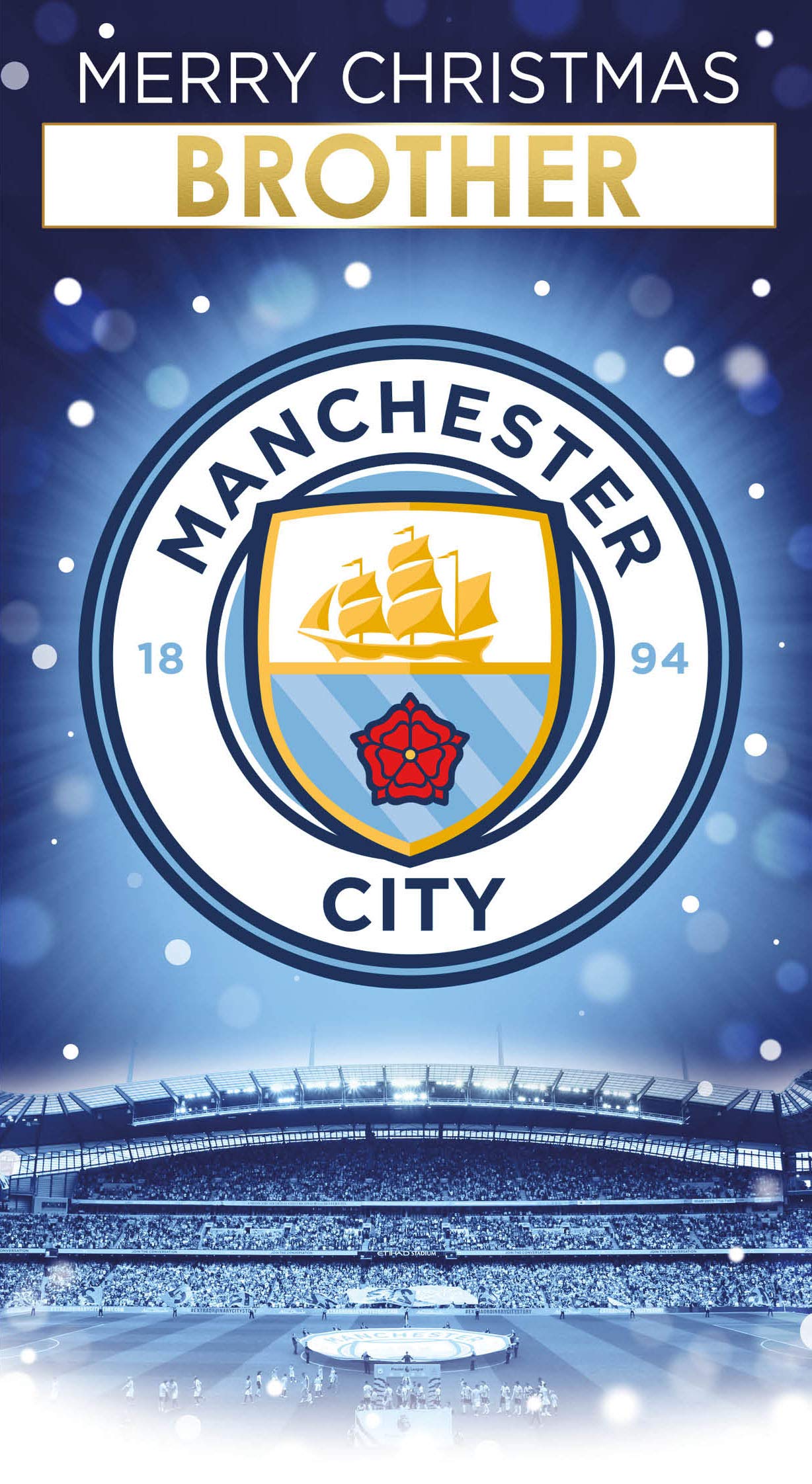 Christmas Card Manchester City FC Includes Envelope and Sticker Sheet