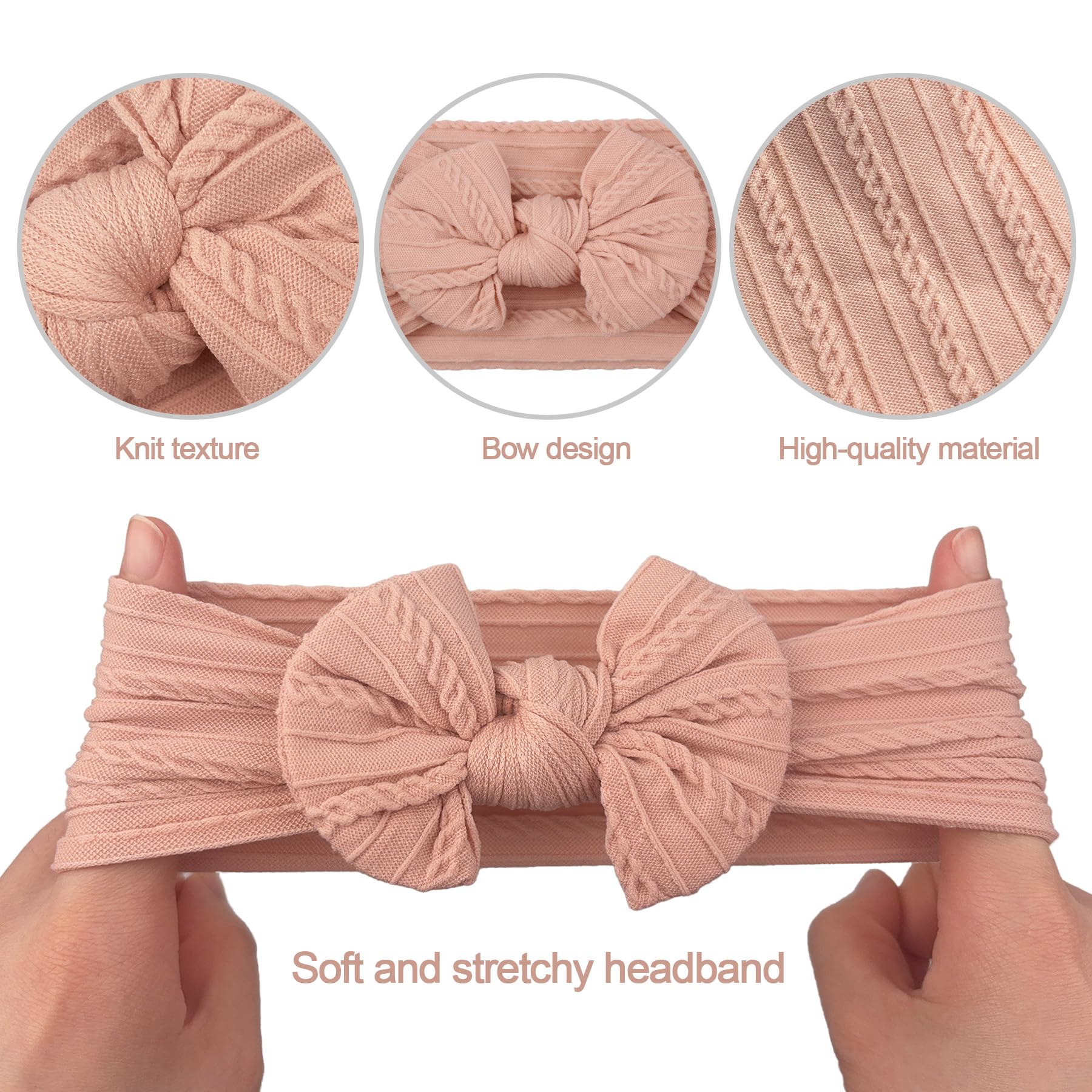 2 Pièces Bandeau Bébé Fille, Accessoire Cheveux, Serre-Tête, Arc Élastique, Coffret Cadeau - Blanc, Rose