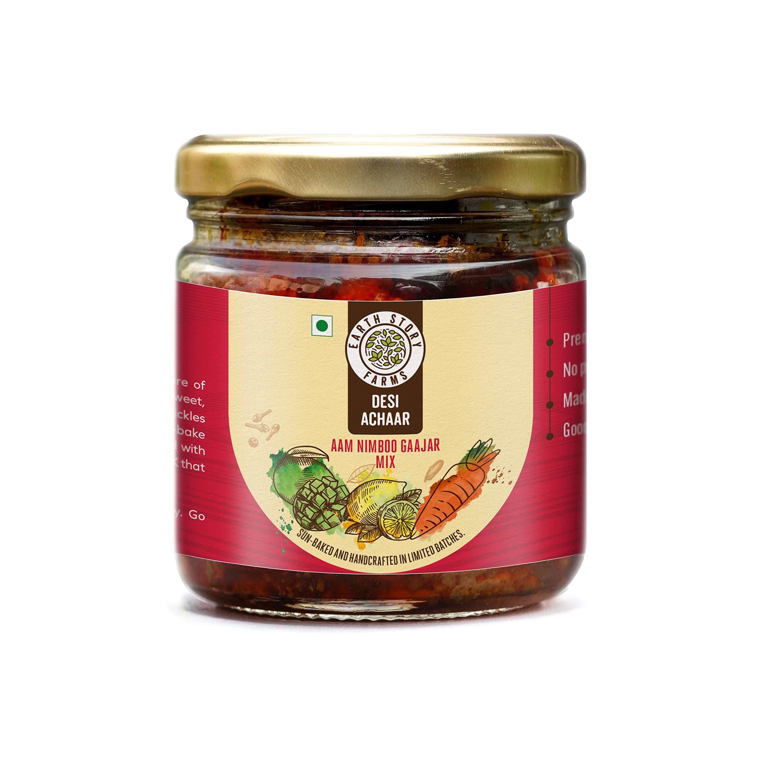 Earth Story Farms Desi Mixed Pickle | Aam Nimboo Gajar Mix | Mixed Pickle | Natural Ingredients | Preservative Free | Hand made (200 g) (B0B864MKH4) Amazon Price History, Amazon Price Tracker