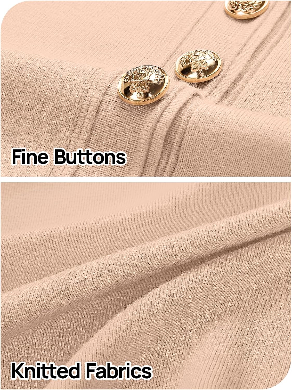 MEROKEETY Women's Summer Bodycon Sweater Dress Business Casual Outfis Short Sleeve Knit Button Formal Elegant Work Dress - Image 5