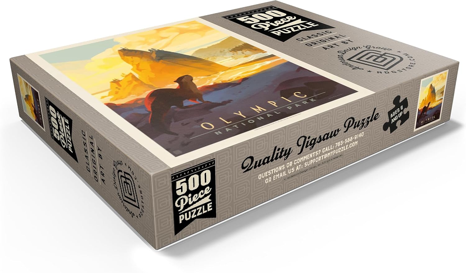 MyPuzzle Olympic National Park: Sea Otter, Vintage Poster - Premium 500 Piece Jigsaw Puzzle for Adults