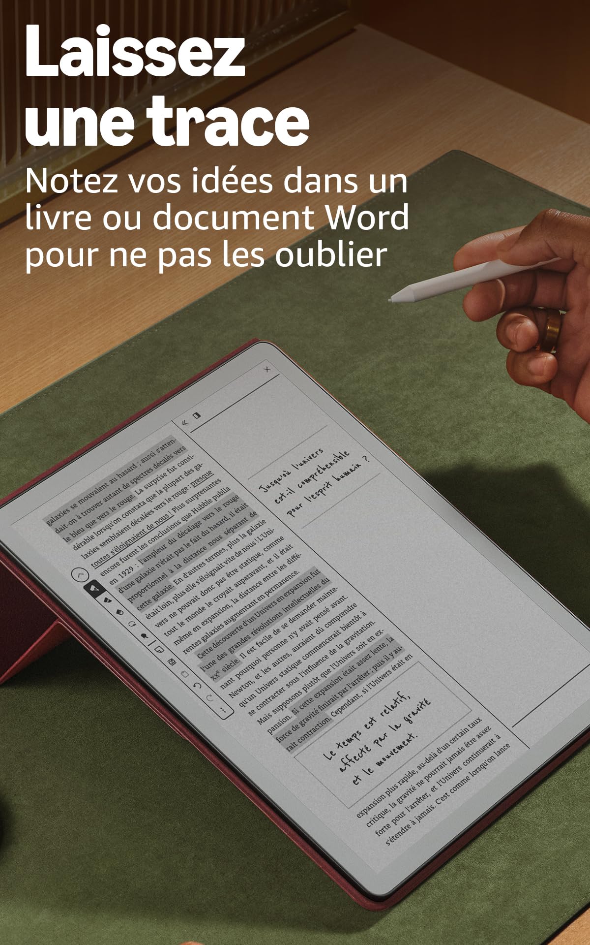Amazon Kindle Scribe 16 Go sans éclairage avant (nouvelle génération) : écran 11" effet papier ; plus fin, léger et rapide ; écrivez dans le carnet de notes intégré, les documents et les livres