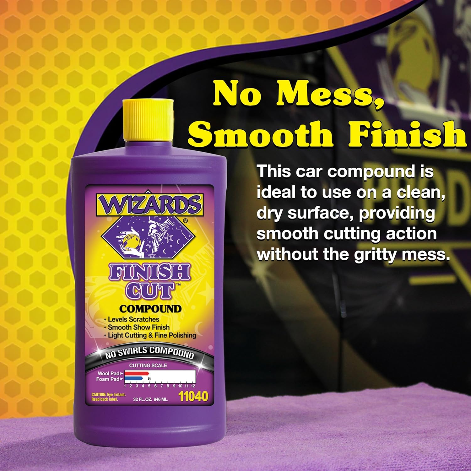 Wizards Finish Cut Compound - Levels Scratches and Brightens Dull Finishes - Easy Clean-Up for Automotive and Auto Paint Correction - Non-Greasy Water-Based Polish for a Smooth Show Finish - 32 oz - Image 4