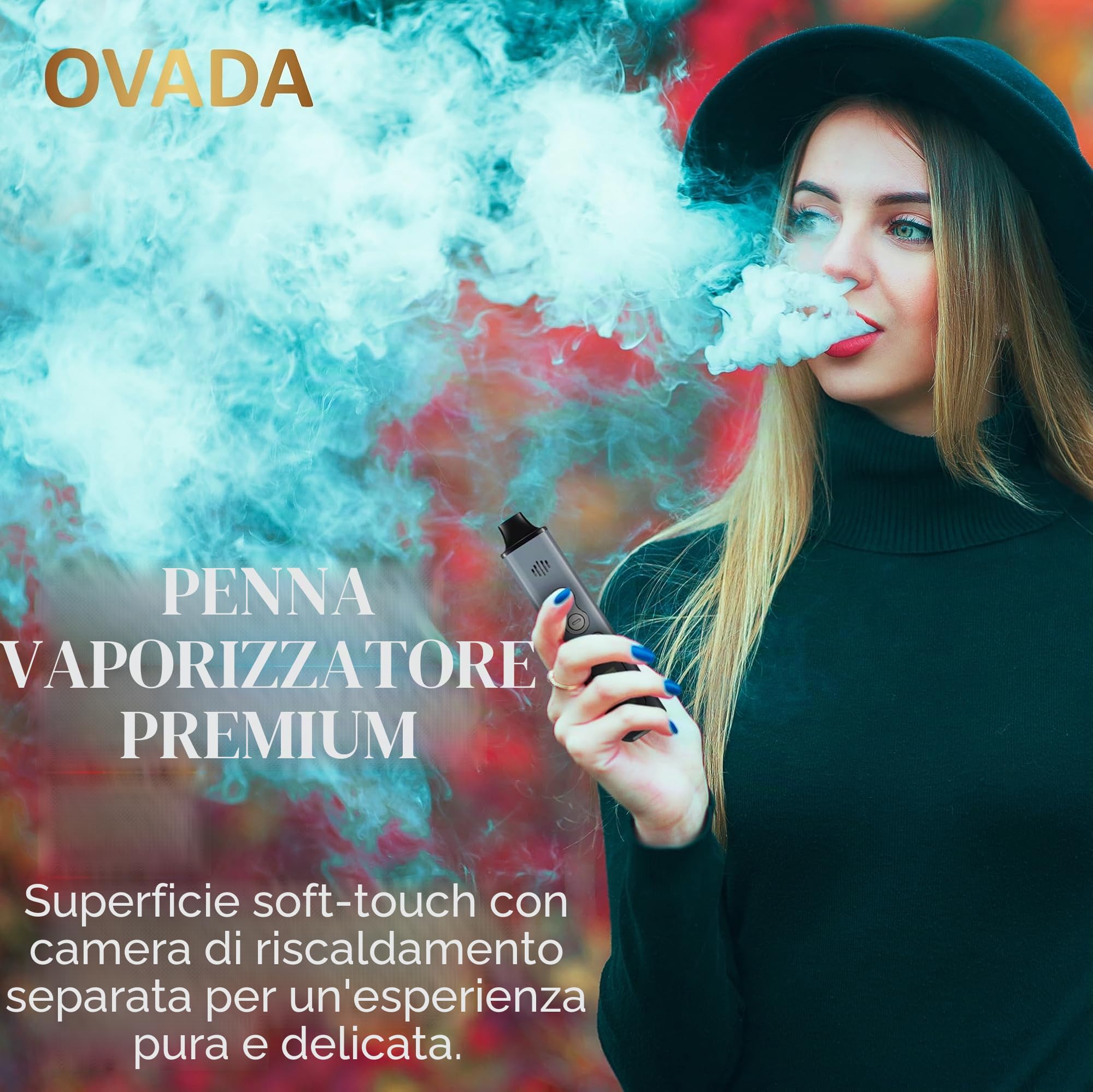OVADA Vaporizzatore con Schermo | Controllo Temperatura Vapore Secco | Portatile Grande Intervallo Temperatura | Ricarica Rapida in Ceramica | Vapore Erbe (Grigio)