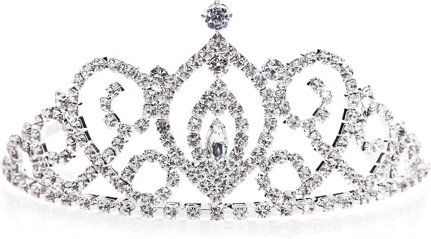 Anderson's Cameo Perfect Rhinestone Tiara, Sparkling 2.75-Inch Silver Crown with Clear Faux Diamonds, Adjustable Band & Comfort Combs, Ideal for Weddings, Proms, Pageants, Homecomings & Special Events
