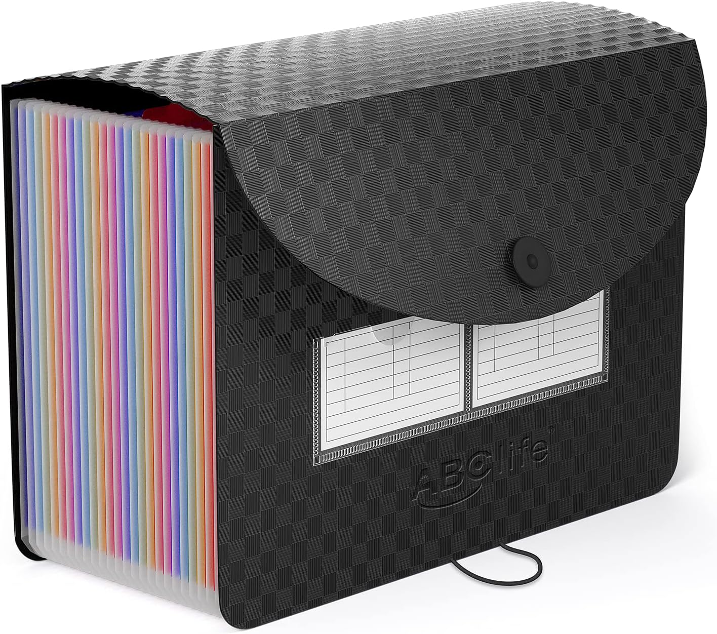 ABC life 26 Pockets Accordion File Organizer Expanding File Folder Portable A4 Letter Size Filling Box Expandable Desktop Accordion Folder Plastic Paper Document Coupon Organizer with Color Label