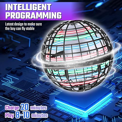 Miniatura 10 de Sosuy Bola de orbe voladora 2025 para niños, galaxia mágica hover cósmica boomerang espacio flotante mini dron giratorio de mano, juguetes de Rojo