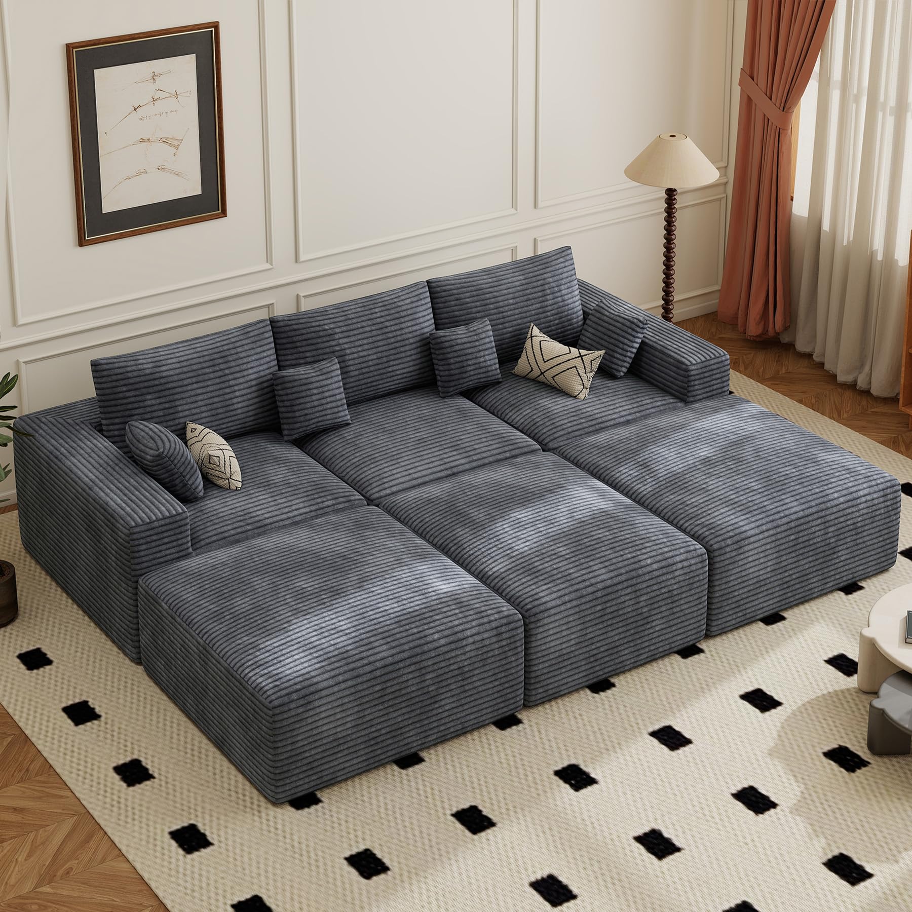 Luxanimarion 113 Inch Cloud Modular Sectional Sofa