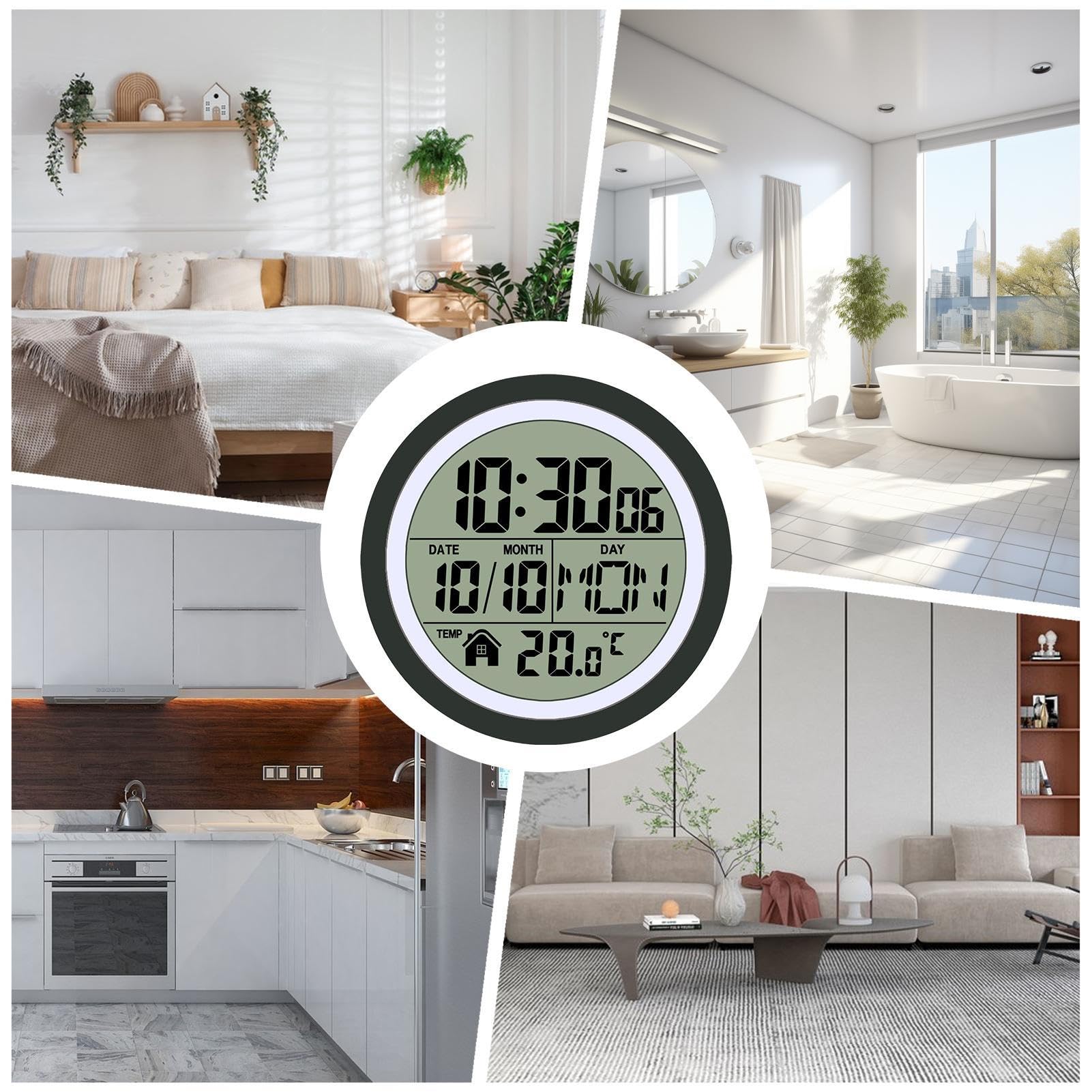 Orologio da parete per bagno Impermeabile display LCD doccia decorazione