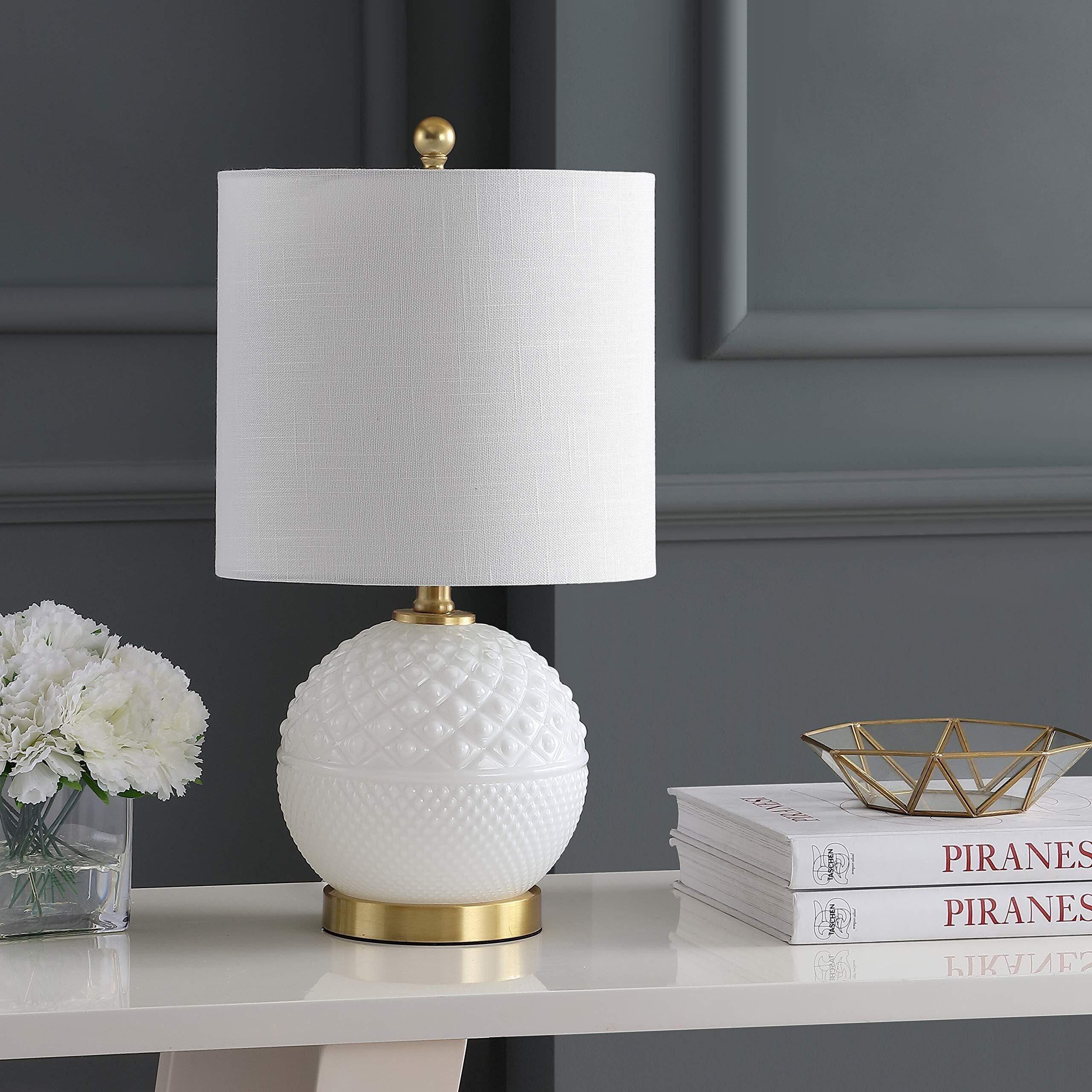 CCXXYGWJ Lampada da Tavolo in Vetro/Metallo da 20,5", Bianco/Rame Dorato, Adatta per Soggiorno e Camera da Letto