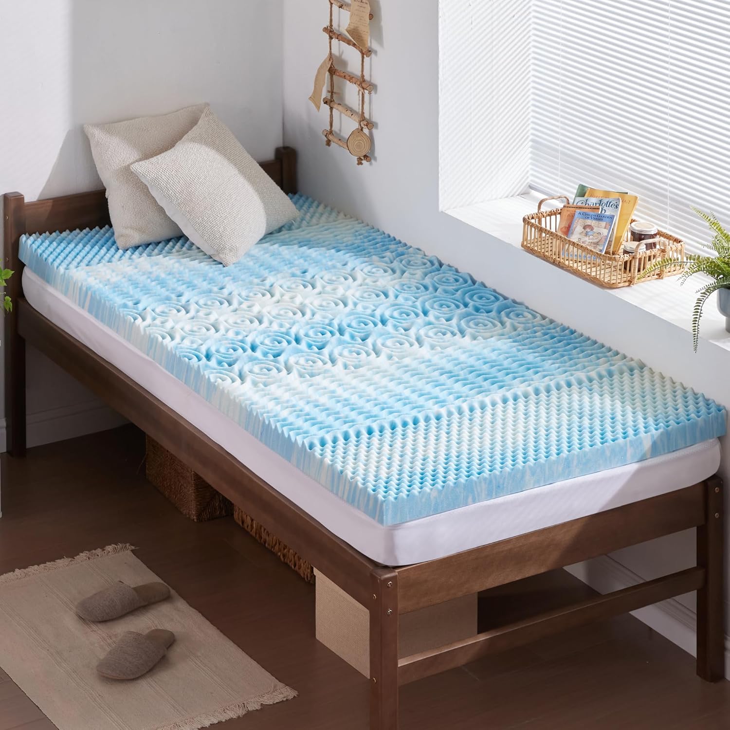 SINWEEK 2 Inch Memory Foam Mattress Topper Twin XL, Twin Extra Long Mattress Pads for College Dorm Single Bed, Pressure Relieve CertiPUR-US Certified, 39x80 Inches, Blue Twin XL 2 Inch-Blue