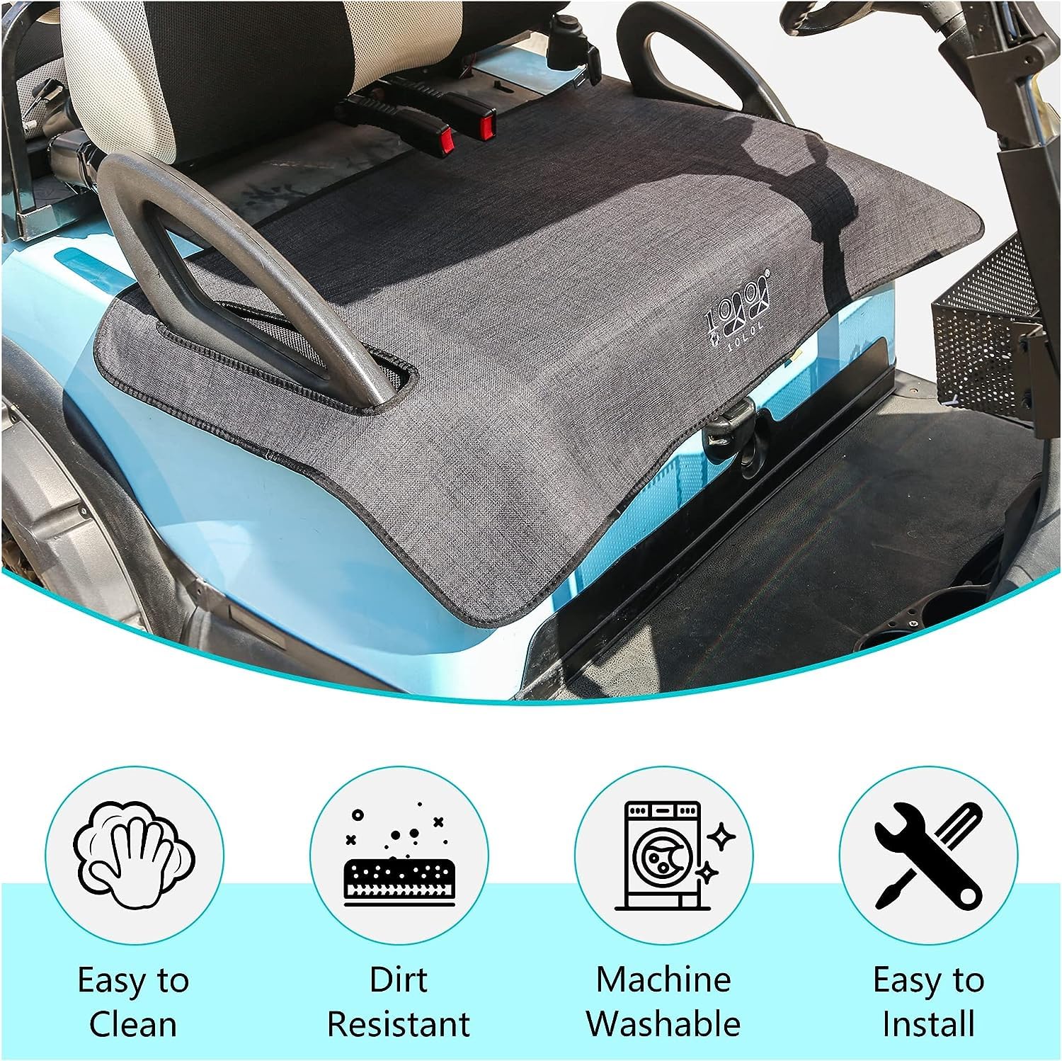 Coprisedile di ricambio per carrello da golf EZGO Marathon in vinile marino di alta qualità - cuciture a 5 pannelli - facile da installare - bicolore - nero e viola - Italia