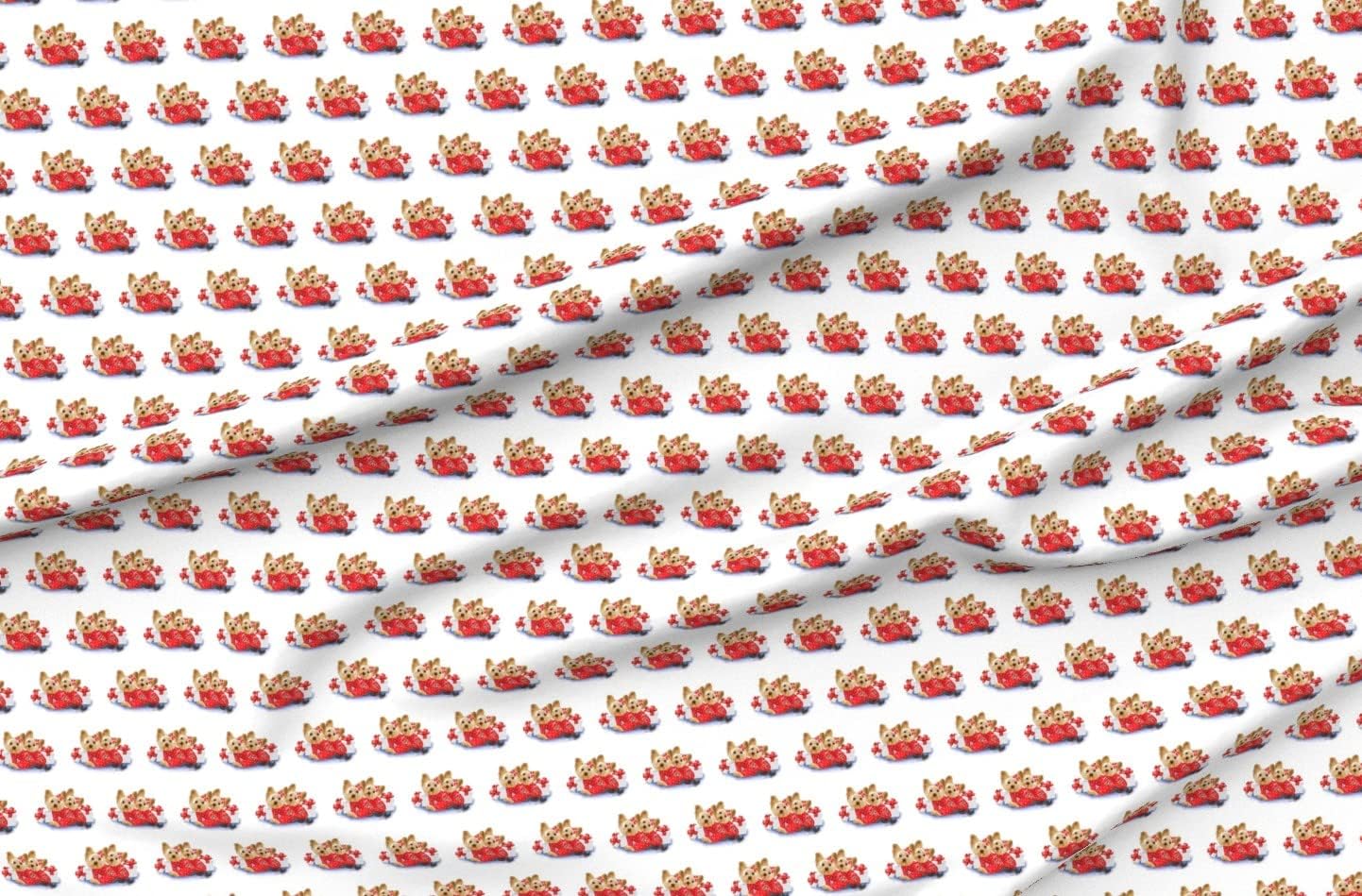 Spoonflower Fabric - Yorkie Christmas Dogs Holidays Printed on Organic Cotton Sateen Fabric by The Yard - Sewing Quilting Apparel Home Decor