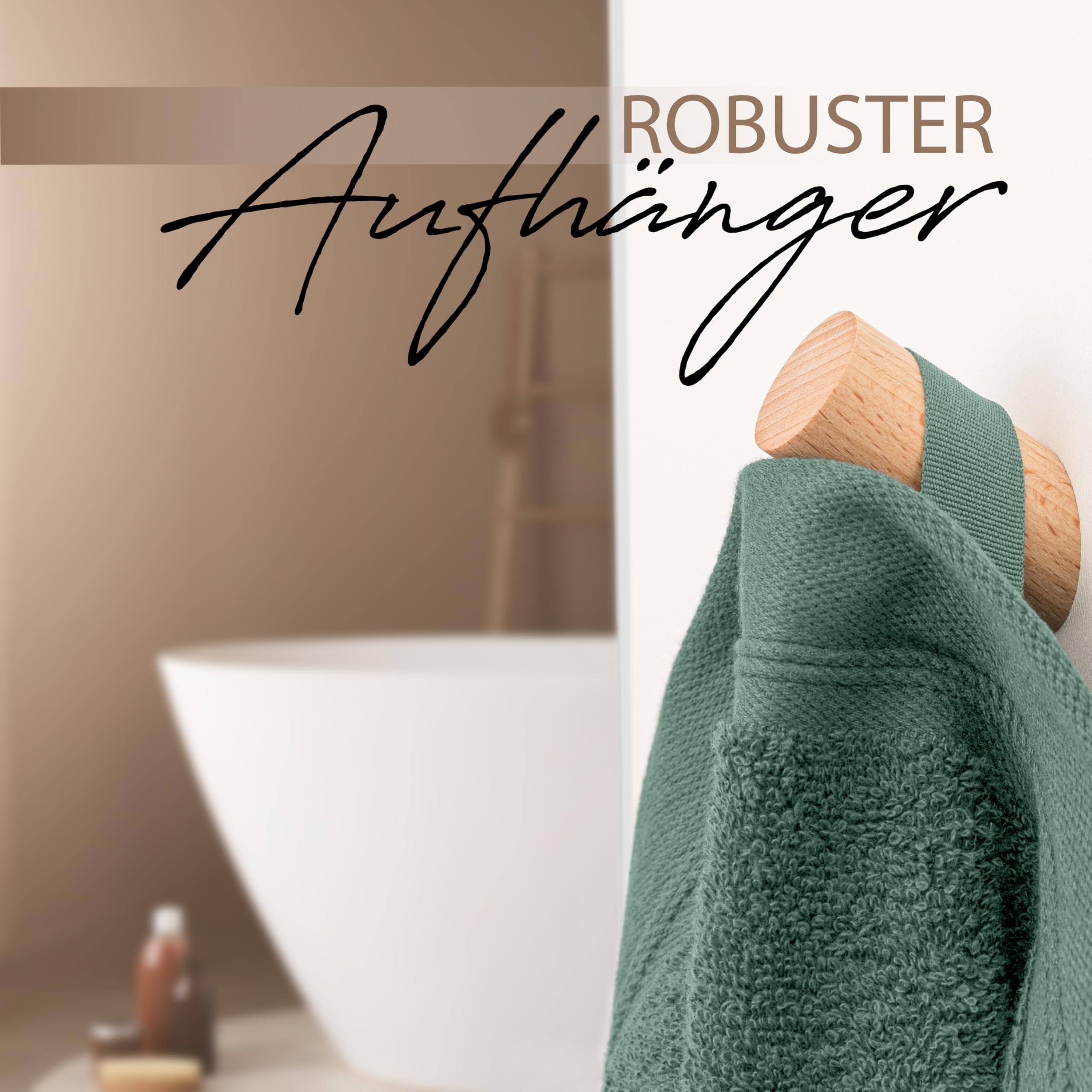 Hausfelder Asciugamani 50x100 cm – Set di asciugamani premium 500g/m² - 100% cotone, certificati Ökotex (50x100 cm erde chiaro)