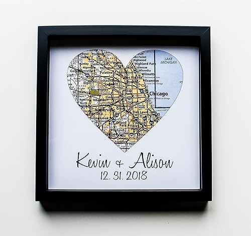 Miniatura 5 de Heart Map Framed Art Map Heart Wedding Gifts for Couples Unique Wedding Gift Wedding Present Wedding Gift Ideas