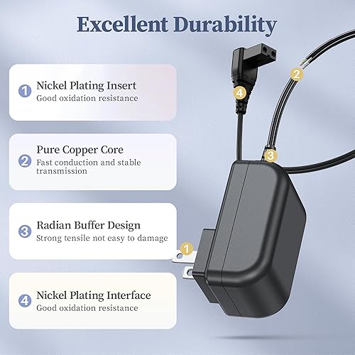 Miniatura 4 de Cargador de 2 clavijas de 12,6 V para aspiradora de piscina recargable Ofuzzi HJ1103 Cable de alimentación Adaptador de CA con certificación UL