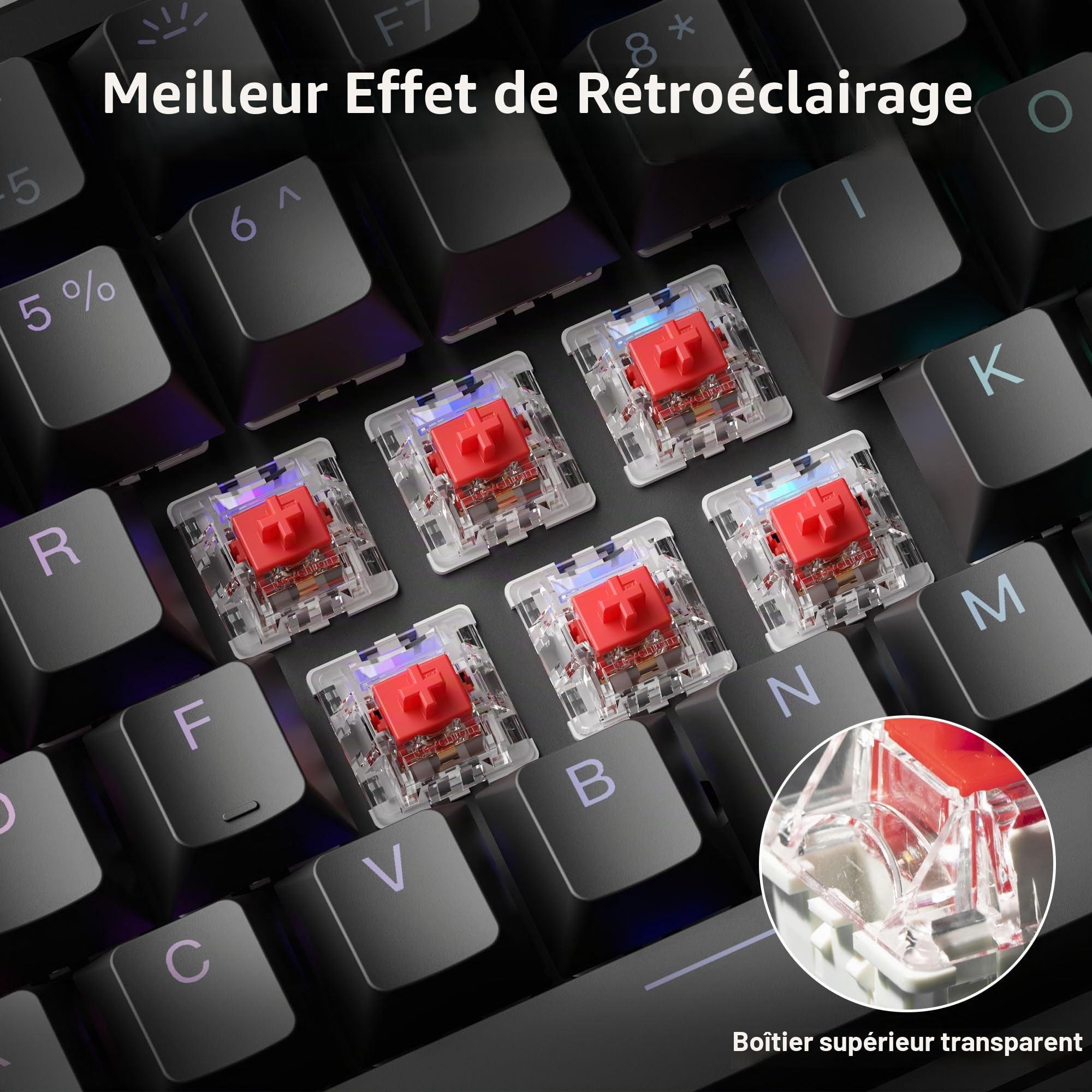 Keychron Super Switch – Lot de 110 commutateurs de clavier mécanique linéaires rouges, pré-lubrifiés en usine, actionnement 45 gf, ressort à double étape, 5 broches, remplaçables à chaud, LED SMD