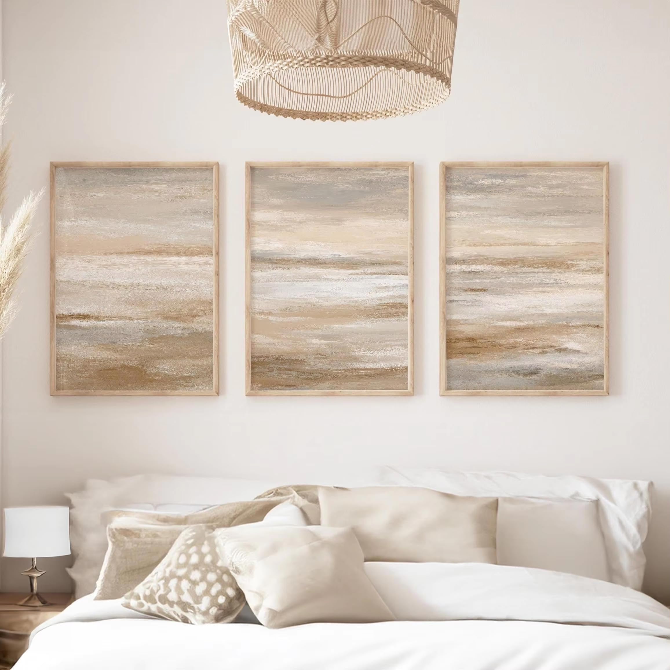 DFZEWKI Abstract Art Wall Art Beige Bedroom Art Stylish Minimal Abstract Art Prints Living Room Wall Art Neutral Decor(30x40cm(12x16in) x3/No frame)