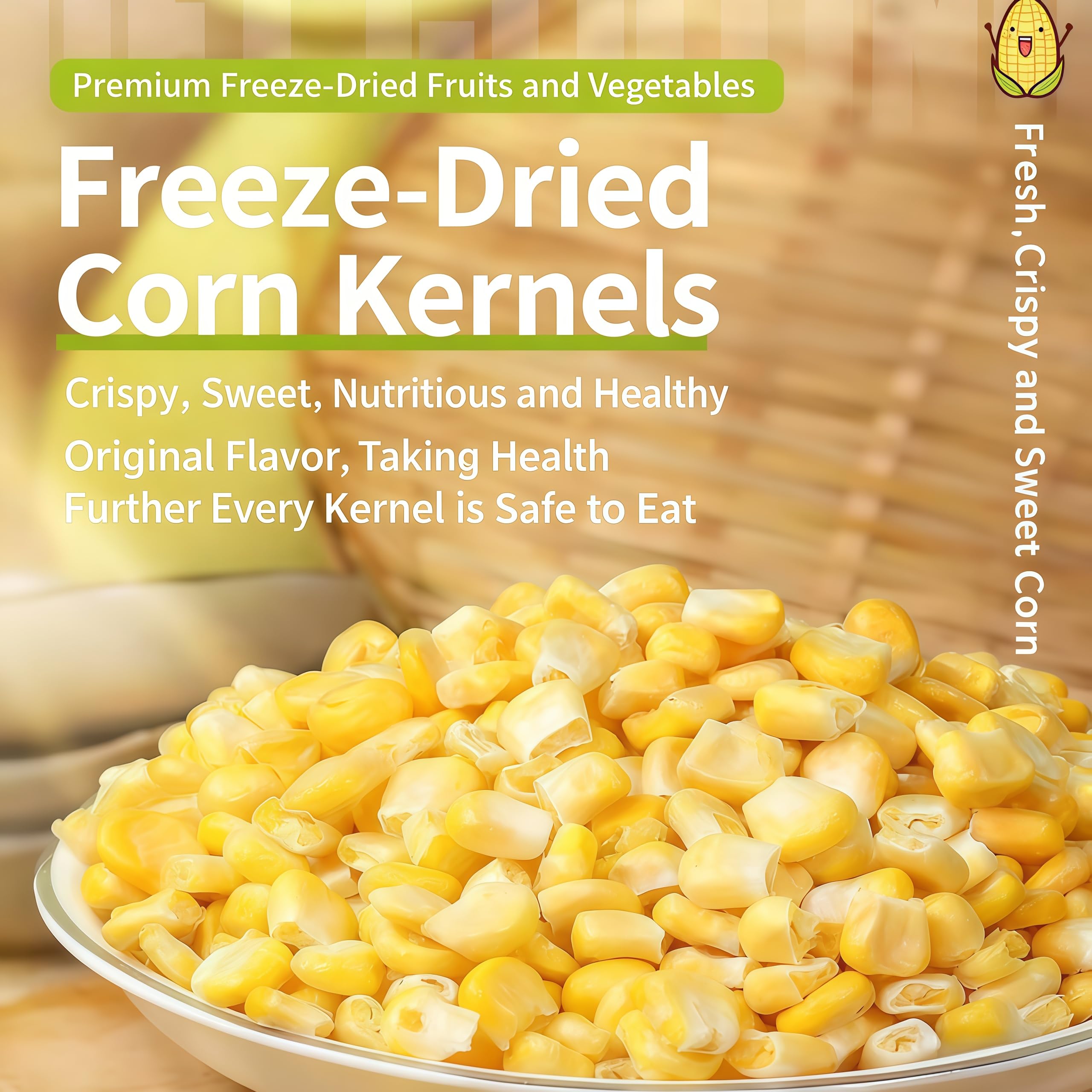 Freeze Dried Sweet Corn - 200g 7.05oz Just Corn & Nothing Else! No Sugar Added, Perfect for Salads, Soups, Stews & Trail Mix.Premium Freeze-Dried Fruits, Snack (Corn), Ready To Eat – Just Open The Lid.