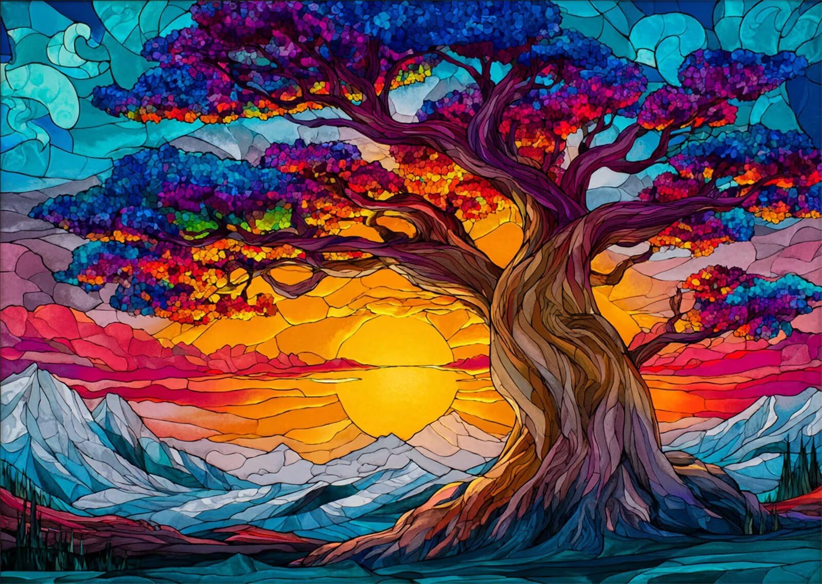 Puzzle 1200 Pezzi per Adulti Albero della Vita All'Alba Gioco Educativo Divertimento Impossible Difficile Puzzle per Adulti 1200 Pezzi 75 x 50 cm