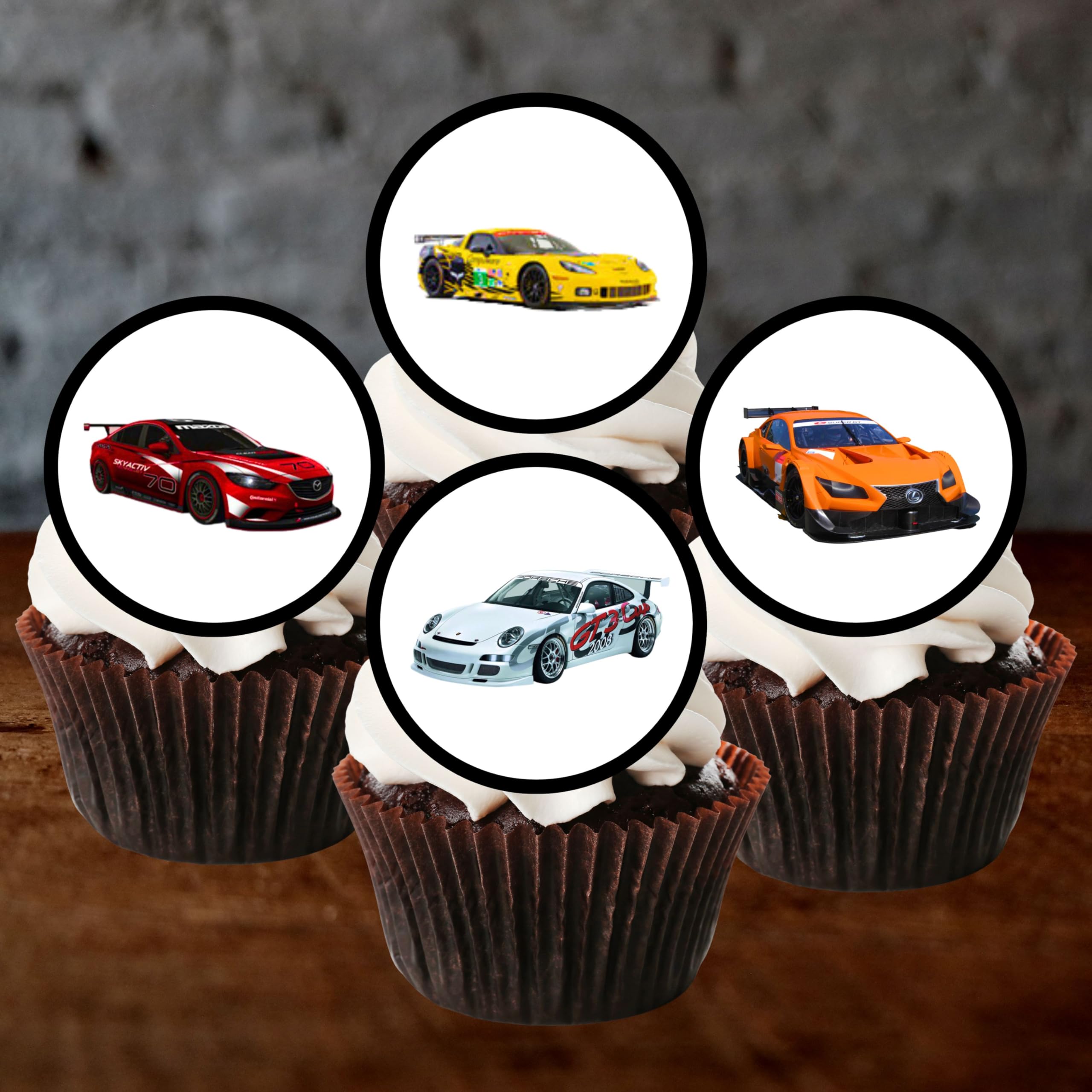 18 Pezzi Toppers Per Cupcake Tema Veicoli Auto Festa - Foto 3