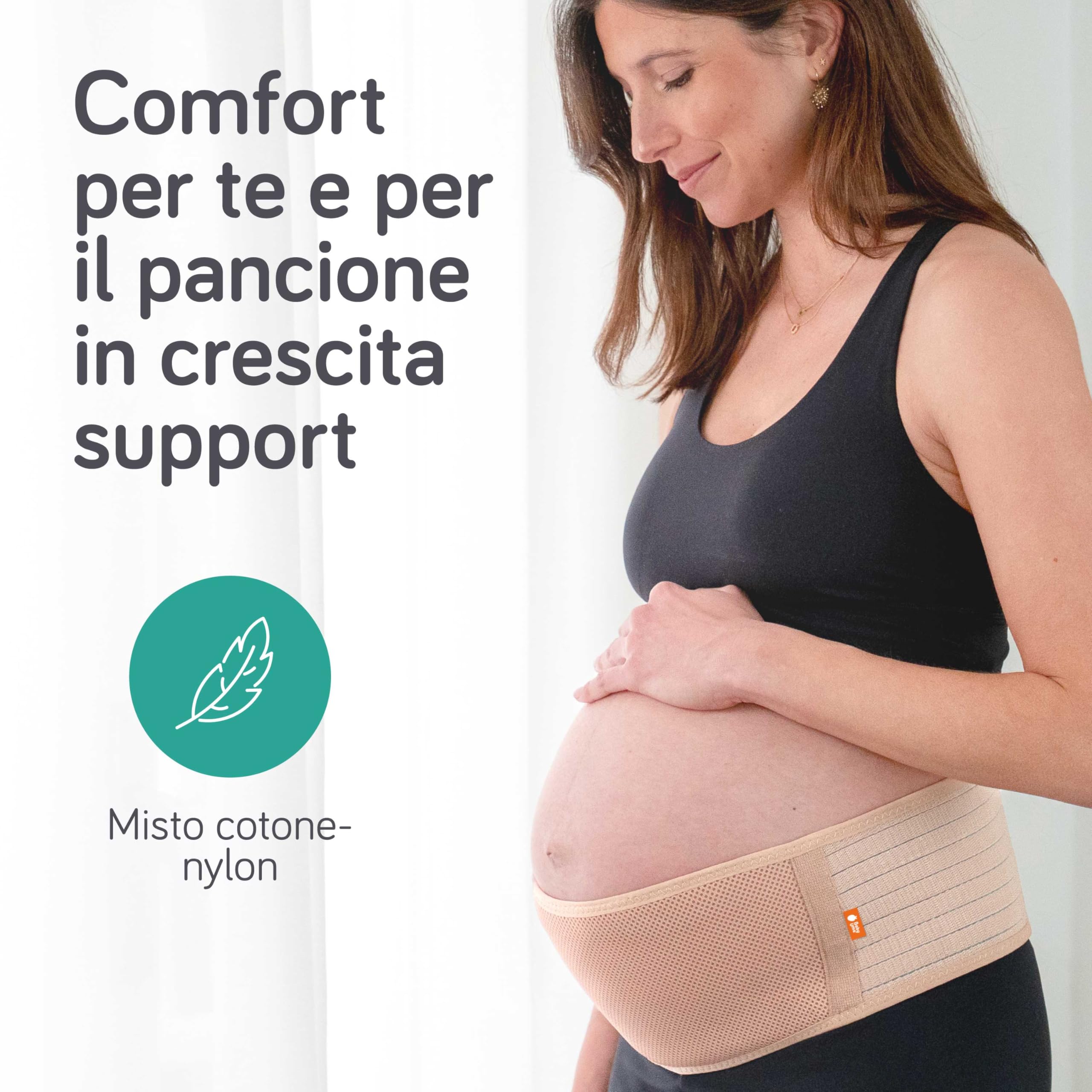 Baby Uma Pancera Gravidanza Fascia Gravidanza Donna, Leggera e Traspirante, Pancera Gravidanza con Chiusura Velcro Regolabile, Supporto Pancia e Schiena Confortevole (M/L)