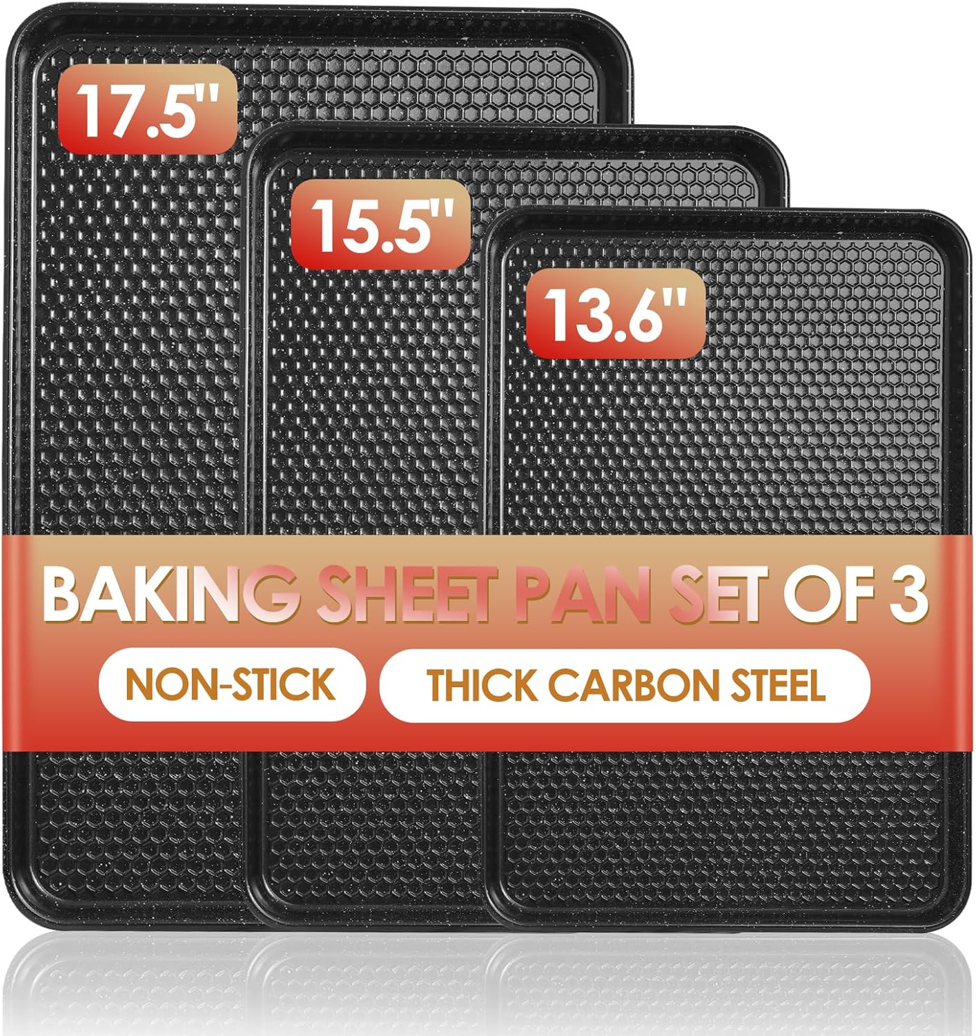 Nonstick Carbon Steel Baking Sheet Set of 3 – Durable & Easy Clean Trays Nonstick Carbon Steel Baking Sheet Set of 3 – Durable & Easy Clean Trays