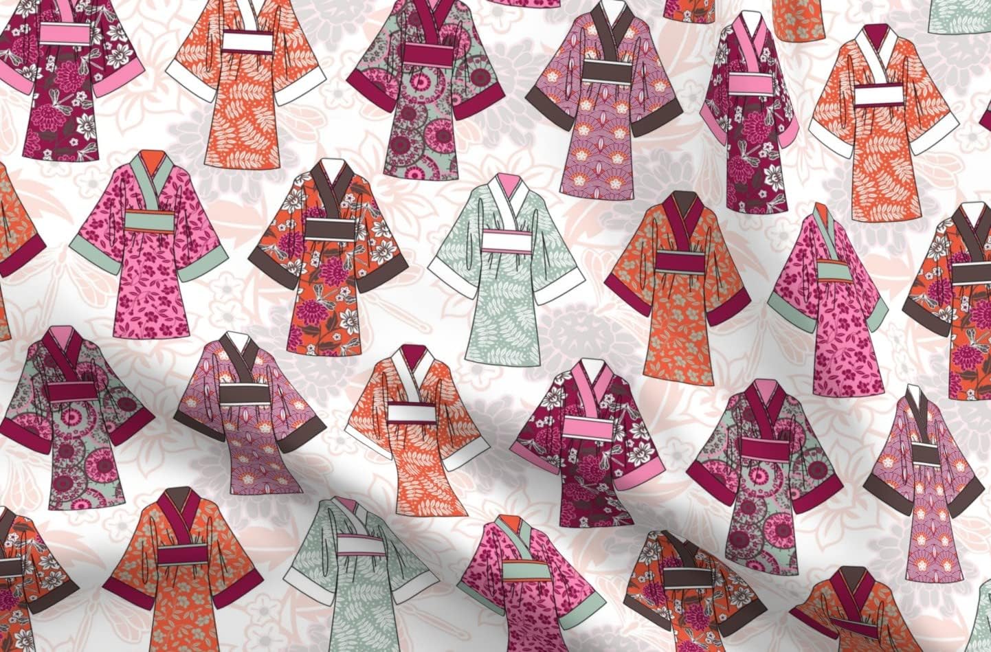 Spoonflower Fabric - Fashion Style Japanese Japan Printed on Upholstery Velvet Fabric Fat Quarter - Upholstery Home Decor Bottomweight Apparel