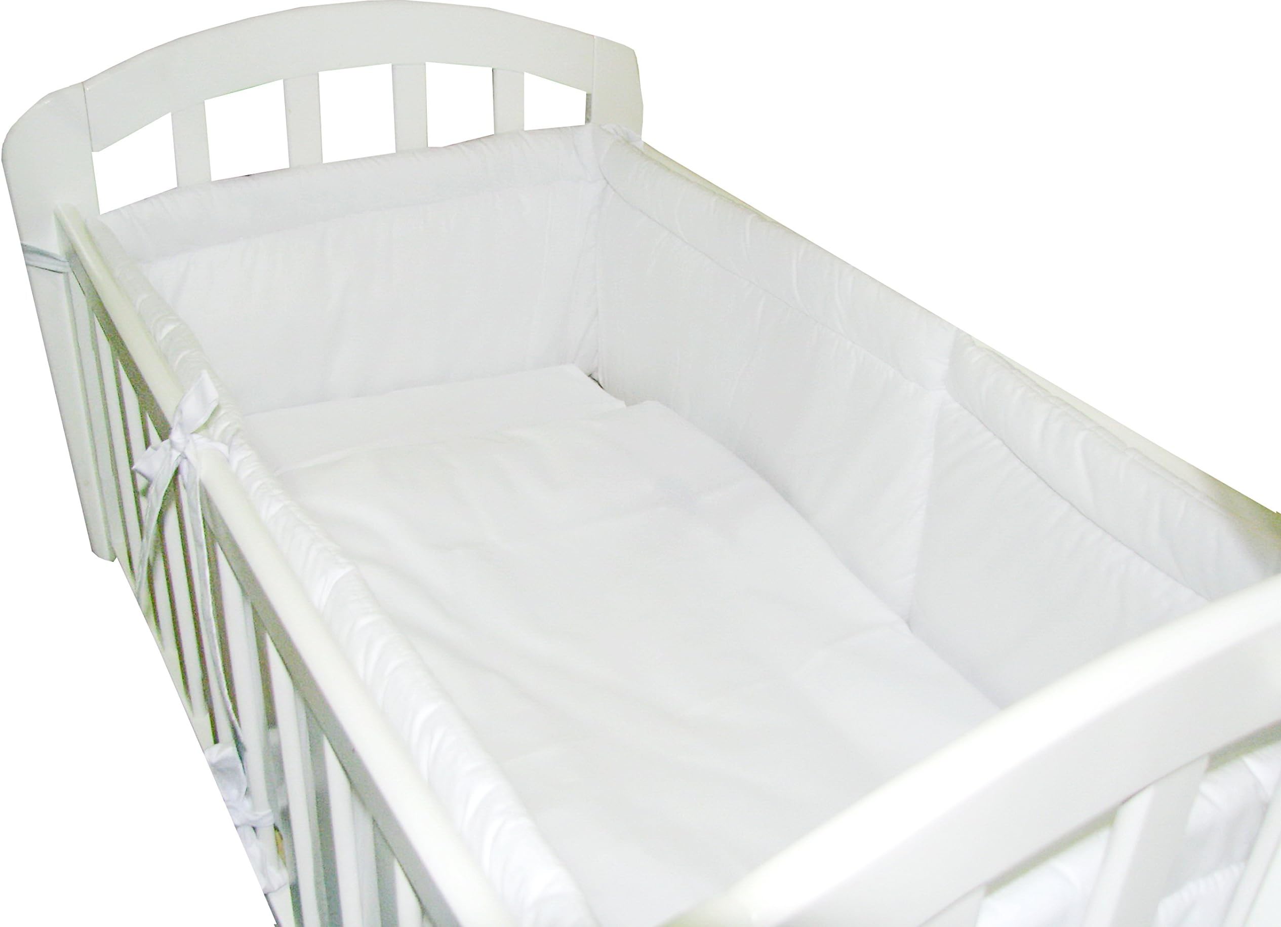 6pcs BABY SWINGING/ROCKING CRIB/CRADLE BEDDING SET/ALL ROUND BUMPER 100% COTTON (White)