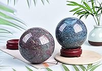 Vista 137 de AMOYSTONE Bola de aventurina azul Natural Cuarzo Cuarzo Cristal Esfera Piedra Bola con Base de Madera