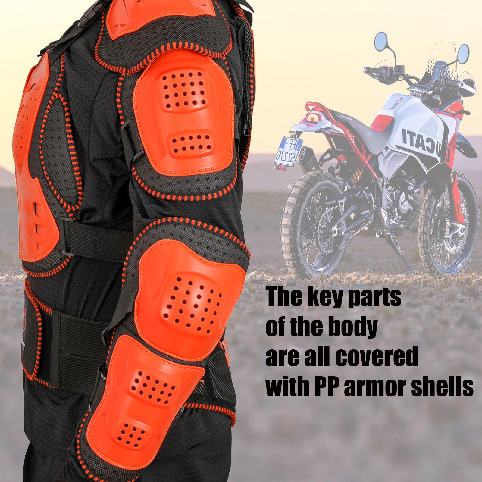 RIDBIKER Chaqueta protectora de cuerpo completo para motocicleta, extraíble, para motocross, columna vertebral, pecho, motocross, camisa protectora