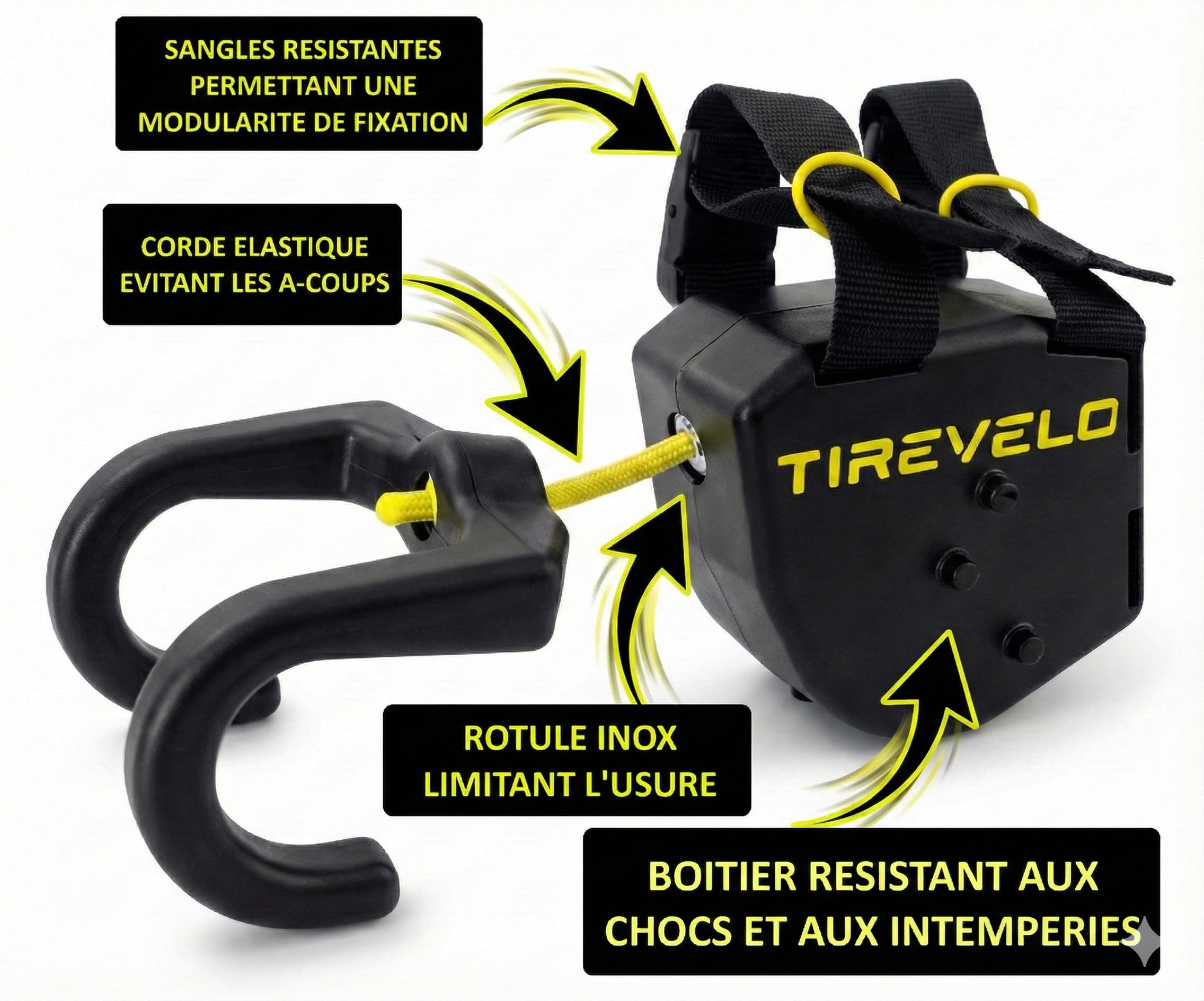 Système de remorquage vélo Enfant/Adulte 90 kg Enrouleur Compact Sangle élastique 3 m Installation Rapide 30 s France
