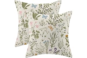 Spring Floral Wild Flower Linen Farmhouse Decor Pillow Cushion Covers