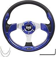 Vista 12 de D Golf Cart - Volante de 12.5 pulgadas, para Club Car EZGO Yamaha carrito de golf, con botón de bocina de coche, volante de carreras genial