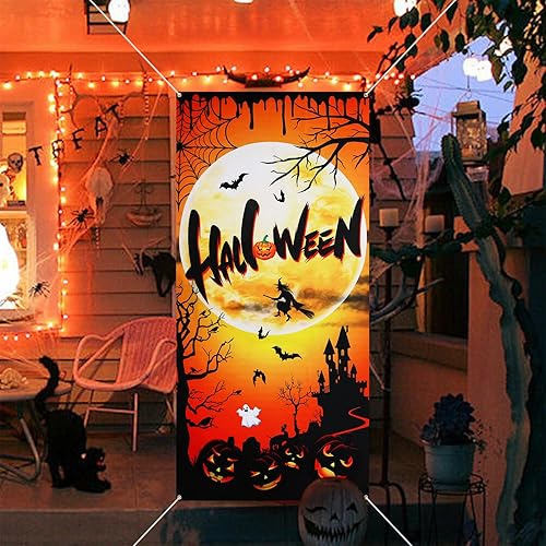 Miniatura 8 de Decoración de puerta de Halloween, cubierta de puerta de Halloween, decoración de fiesta de Halloween, cubierta de puerta para puerta delantera,