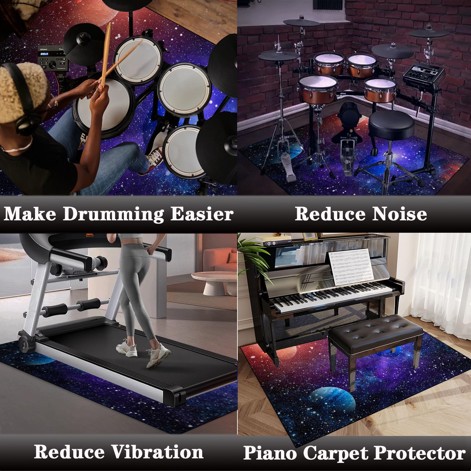 Alfombras Acusticas Alfombra para Bateria Electronica 160 x 150 cm Alfombrillas Insonorizada Antideslizantes para Baterías electrónicas Caja Bombo Baterías acústico Tambor Instrumentos Musicales