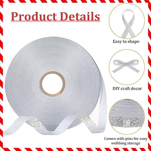 Miniatura 9 de Cinta con purpurina con borde con alambre, impermeable, guirnalda de cinta brillante para regalos, tarjetas, manualidades, coronas, vacaciones,