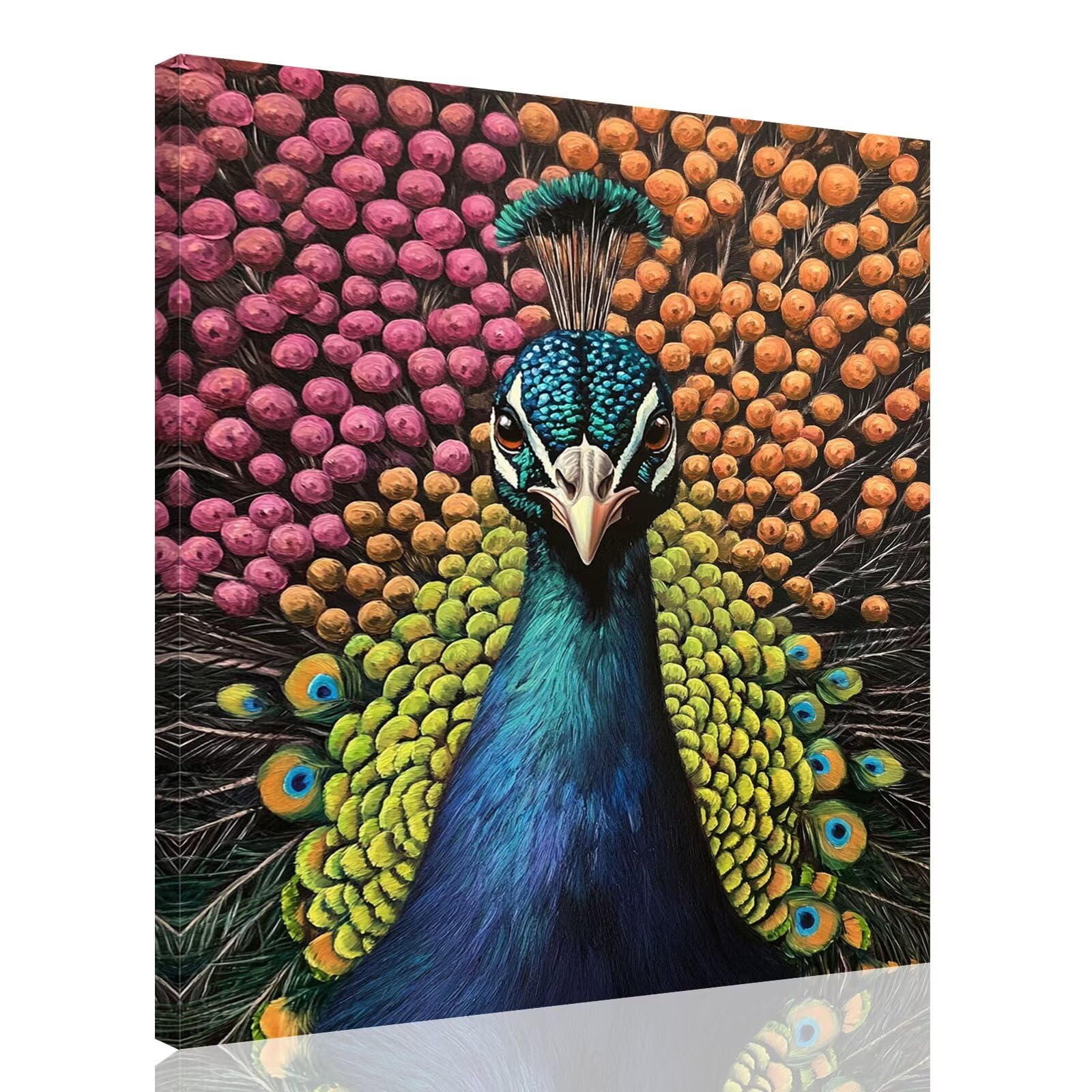 Malowanie numerami dla dorosłych paw malowanie według numerów z ramą 60 x 80 cm, malowanie zwierząt według numerów z farbami i pędzlami, DIY zestaw do malowania olejnego do dekoracji domu prezent, kk