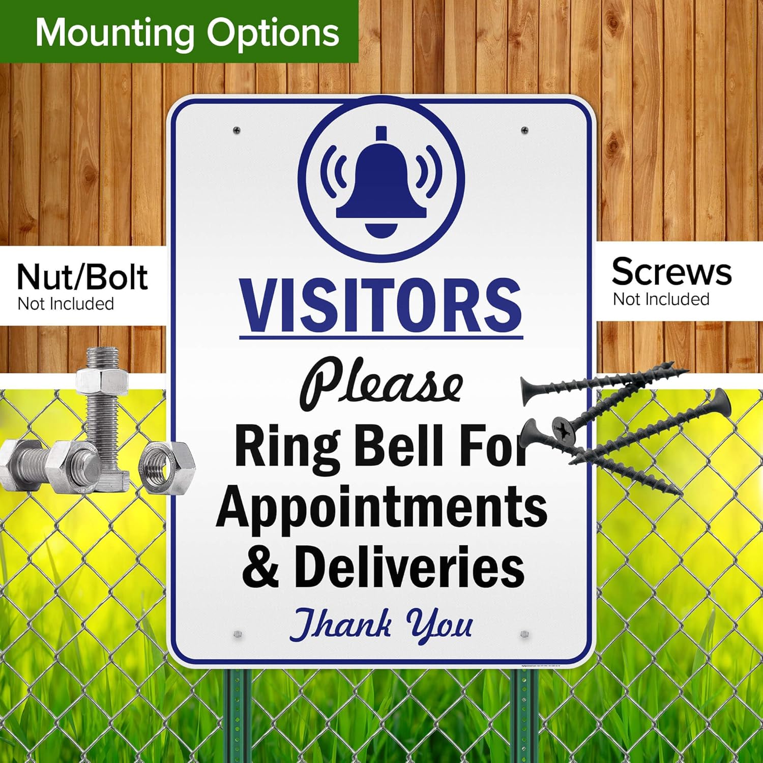 Visitors Please Ring Bell For Appointment & Deliveries Sign, 36"x48" Aluminum Composite, Indoor/Outdoor Use, USA MADE By My Sign Center