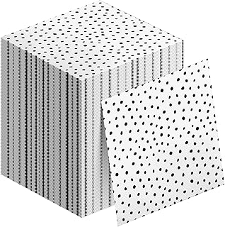 100 Pcs Black Spot Paper Napkins 6.5 x 6.5'' Disposable Polka Dots Design Napkins for Ice Cream Party Favors Black and White Tableware for Home Dinner Wedding Birthday Decor