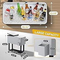 Vista 2 de Outvita Hielera Rodante de 80 Cuartos, Enfriador Portátil de Bebidas para Bar con Bandeja Colectora, Bandeja de Almacenamiento Inferior